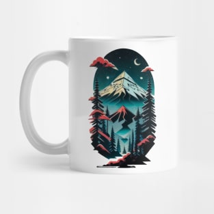 Celestial Dreamscape: Mountains under the Night Sky Mug